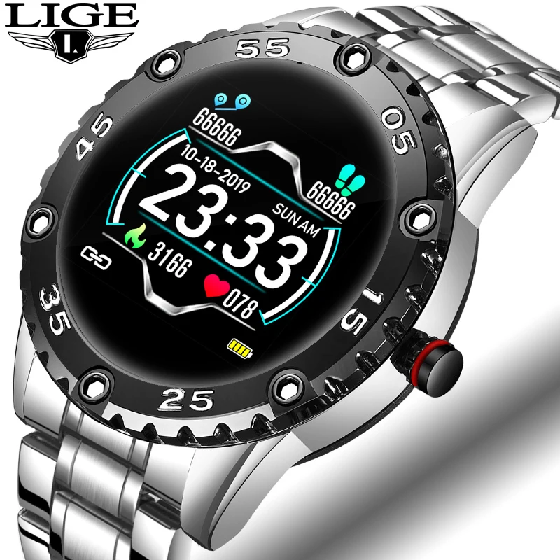 

New Steel Digital Watch Men Sport Watches Electronic LED Heart rate blood pressure Male Wrist Watch For Men Clock Wristwatch+box