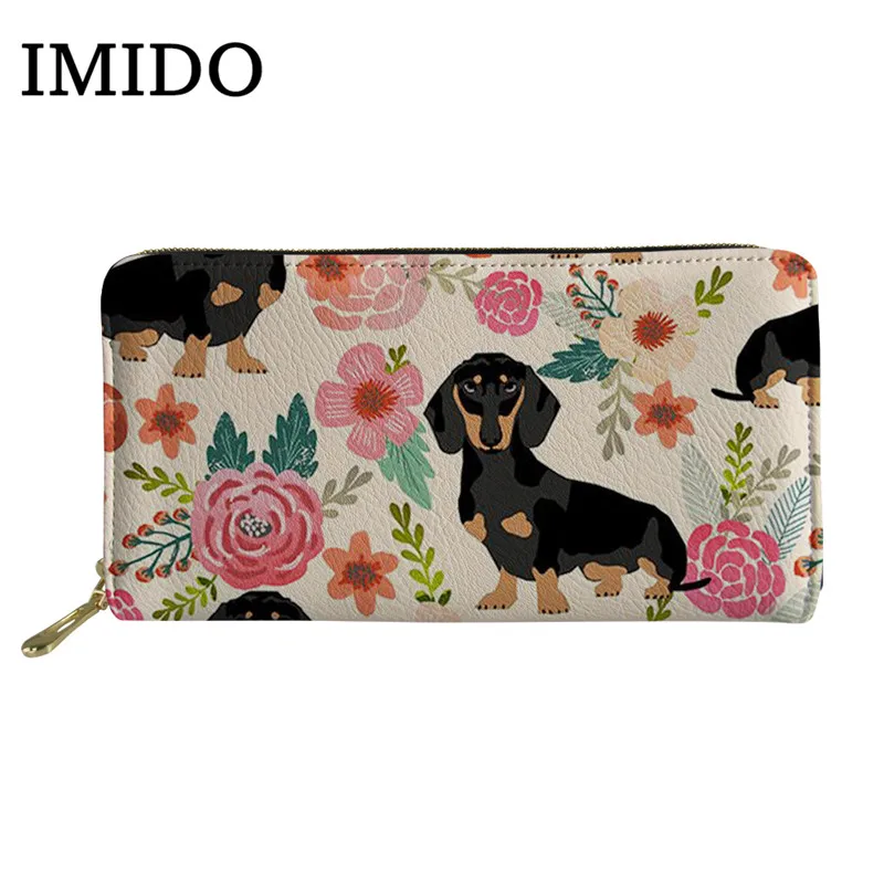 IMIDO, новинка, кошелек с рисунком колбасы, собаки, таксы, для девушек, сумка для монет, Женский Длинный кошелек на молнии, водонепроницаемый, дорожная сумка для телефона - Цвет: as picture