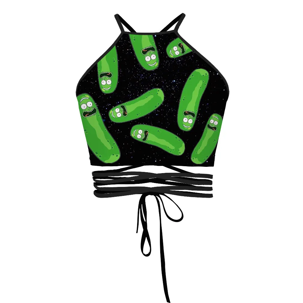 New Summer Sexy Cartoon Naruto Printed Girl Vest Tanks Slim Fitness Cross Bandage Women Camis Crop Tops Streetwear