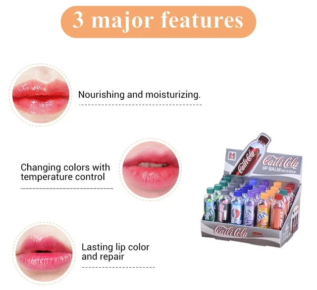 24pcs/Lot Pack Cute Wholesale Lip Balm Beauty Fruit Balm Makeup Lips Care 6 Flavor Novelty Kawaii Makup Color Change Lipbalm 4
