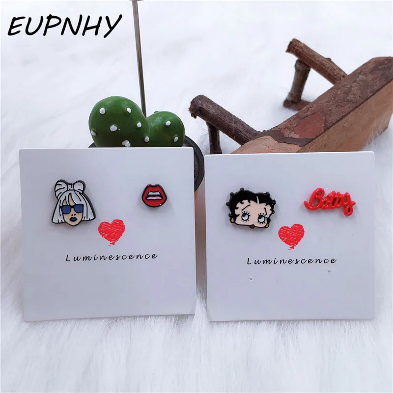 EUPNHY 1 пара Леди Гага Бетти индивидуальные серьги-клипсы модные Асимметричные гипоаллергенные серьги ювелирные изделия