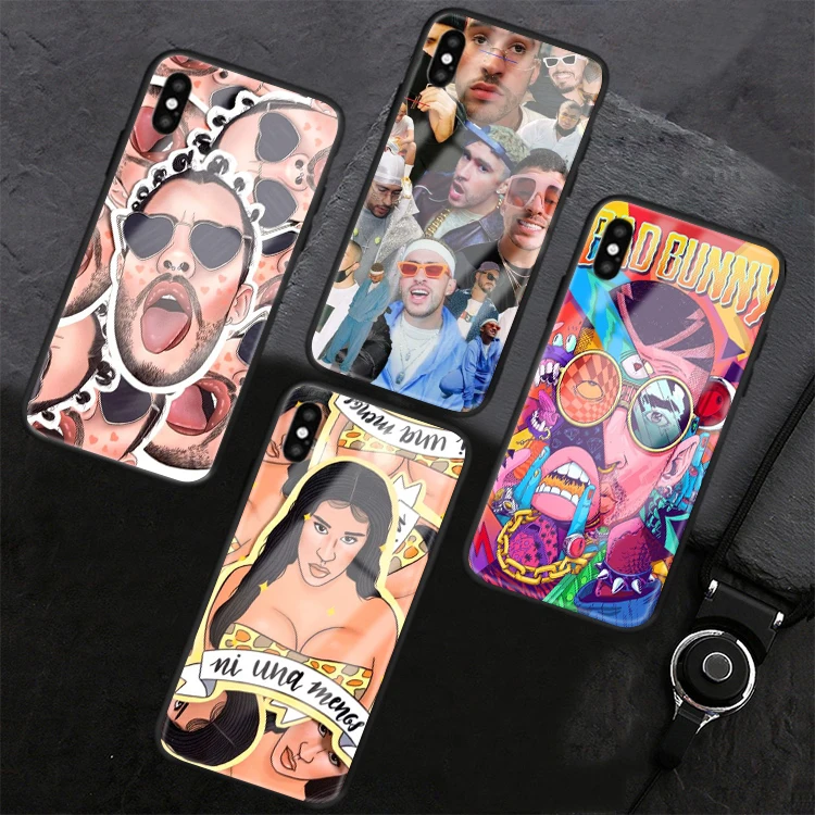 Стеклянный чехол Yo Perreo Sola Bad Bunny для iphone 6/6s 6plus/6splus 7/8 7plus/8plus X XS XR XSMax 11pro|Бамперы| |