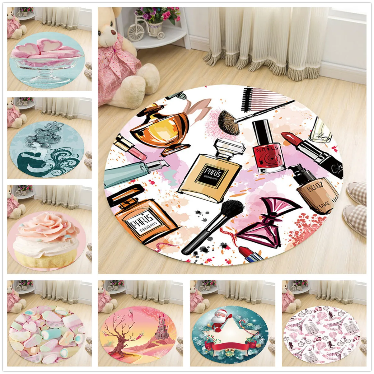 Kids Room Carpet Round Chair Mat Antiskid Living Room Rug Girls