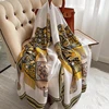 180X90CM Satin Shawls Autumn Colour Print Bandanna Korean Style Dustproof Silk Scarves Popular Sunscreen Beach Towel foulard 4