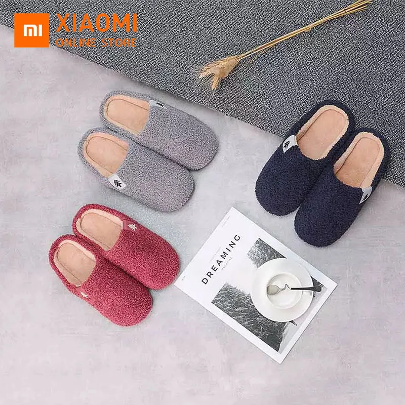  Мягкие плюшевые тапочки Xiaomi; Зимние теплые цветные плюшевые домашние тапочки; Домашние однотонные хлопковые тапочки; Шлепанцы для жен…