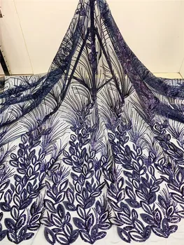 

Fashions African Sequins Lace Fabric High Quaity 3d Sequins Embroidery Tulle Lace Fabric For Party FJL82