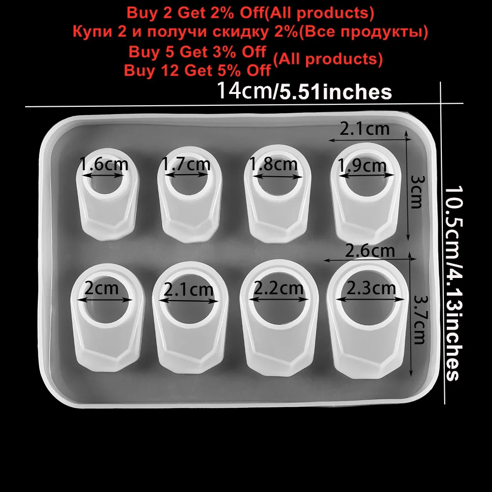 Cristal Epoxy Anel Silicone Molde, Resina UV Moldes, Moldes Jóias, DIY Acessórios, Ferramentas Jóias, 1Pc