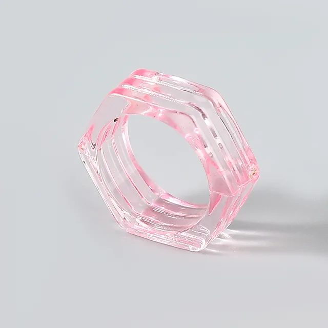 Fashion Candy Color Hexagon Transparent Resin Ring Couple Popular Hip-hop Ring Campus Party Accessories 0741fs