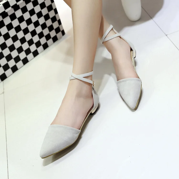 

Korean-style Pointed Shoes 2016 Spring New Style Flat Hollow out Straight-line Buckle WOMEN'S Shoes Flat Heel Low Top Students W