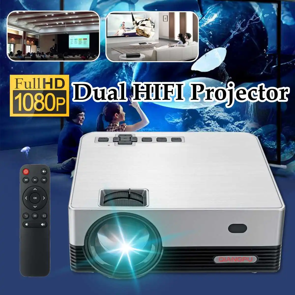 

LED projector, 1080P 3D Dual HIFI portable video Beamer, home theater, optional Android WIFI D60S Projector