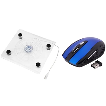 

1 Set 2.4Ghz Wireless Optical Mouse Mice Usb Receiver & Laptop Fan Cooling Pad with Led Rgb Lights