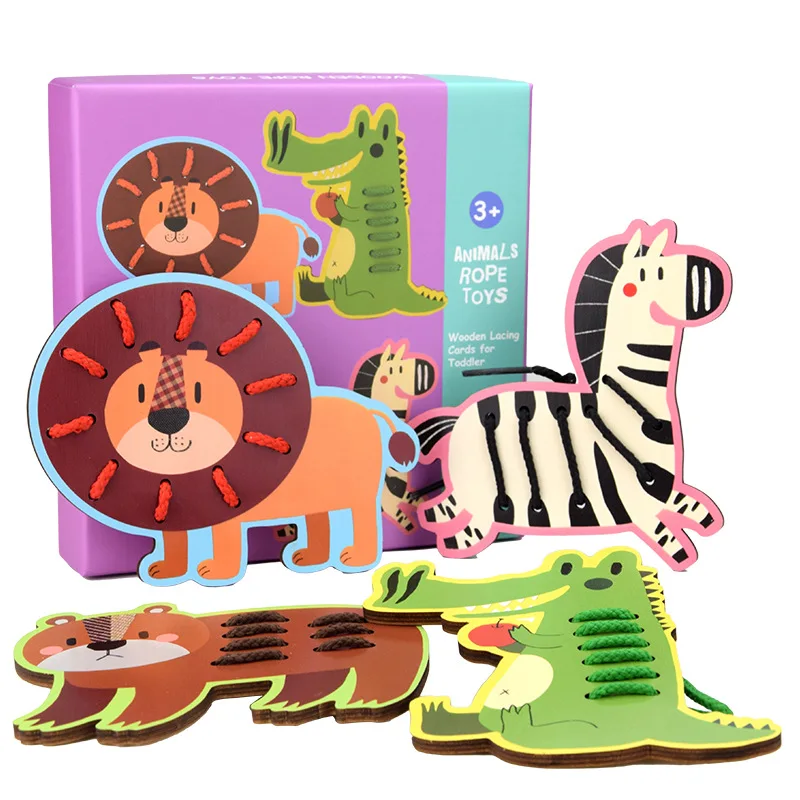 

Duo lai Large Size Fruit Animal Threading Board Mg17 Children'S Educational Early Childhood Wooden Tabletop Toys Game