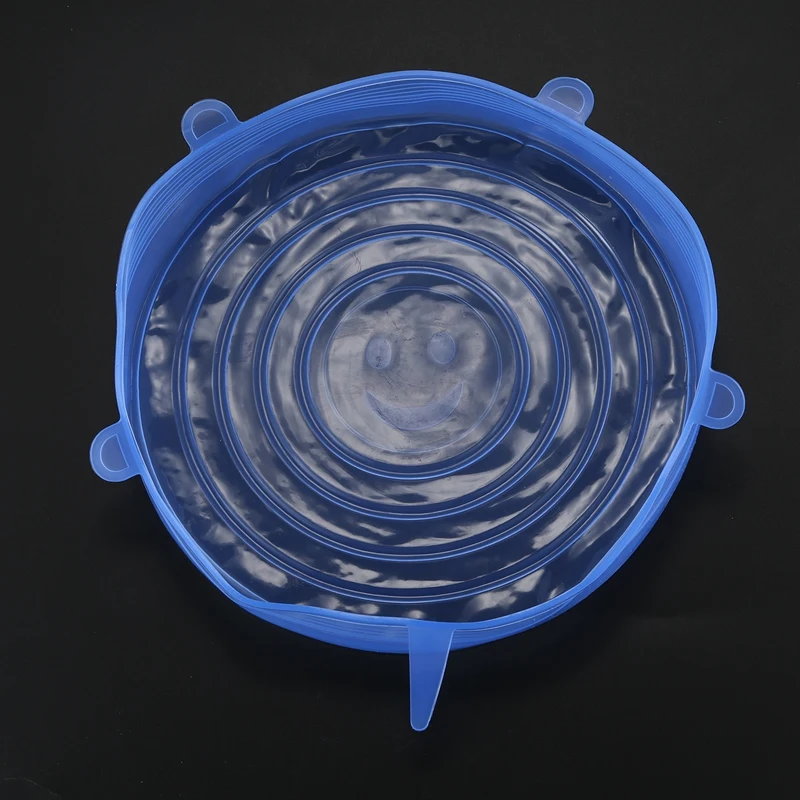 6 шт Силиконовые эластичные крышки свежие продукты обертывания чаша чашка горшок крышка Уплотнение многоразовые, синий