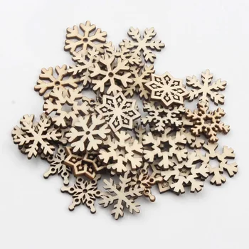 

20pcs Sonwflake Wood Slices Decoration DIY Crafts For Scrapbooking Home Decoration Wooden Ornaments 22mm