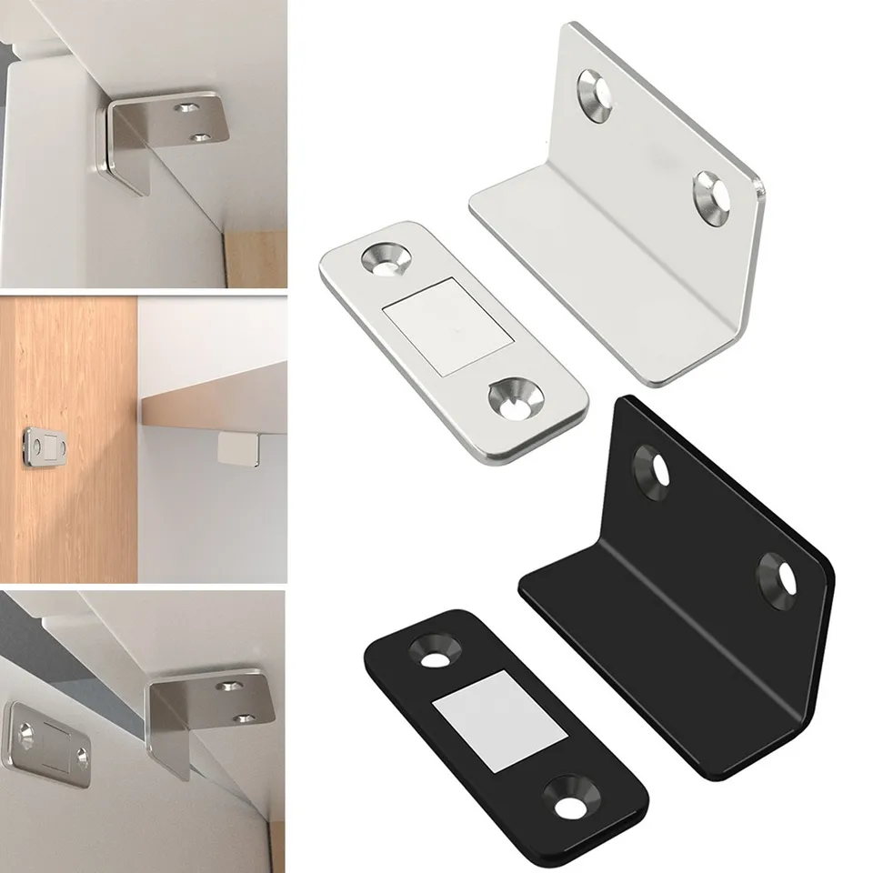 Paquete de 4 cierres magnéticos para puerta de armario con imán de  neodimio, herrajes de cierre magnético para armario de cocina y cierre de  puerta de