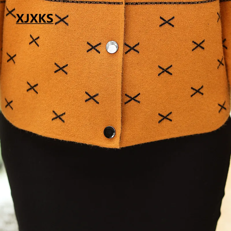 XJXKS Удобная Повседневная однобортная куртка Женский свитер Осень Зима женский кашемировый трикотажный свитер кардиган