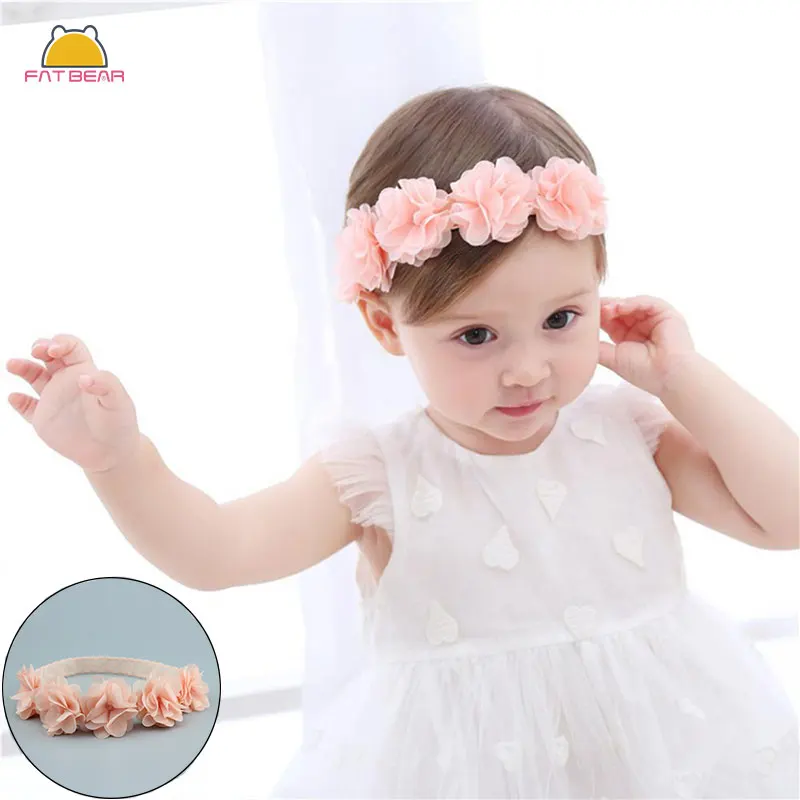 

Flower Solid Baby Headbands For Girls Ribbon Handmade Elastic Soft Baby Headband Hairband Flower Newborn Infant Hair Accessories