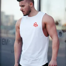 Летний стильный жилет для фитнеса для мужчин, тренировочный дышащий эластичный удобный впитывающий влагу хлопковый жилет без рукавов