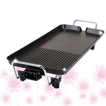 

220V 41x23cm Electric Nonstick BBQ Grill Barbecue Oven Roasting Pan Barbecue Griddle Cookware Kitchen Cooking Tools with EU Plug