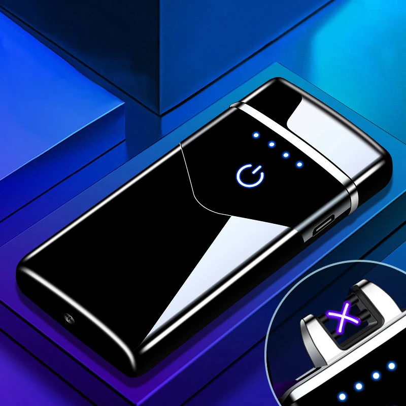 Dual Arc Electric Lighter USB Recharging Flameless Plasma Touch Screen LED Power Display Cigarette Smoking Tools | Дом и сад