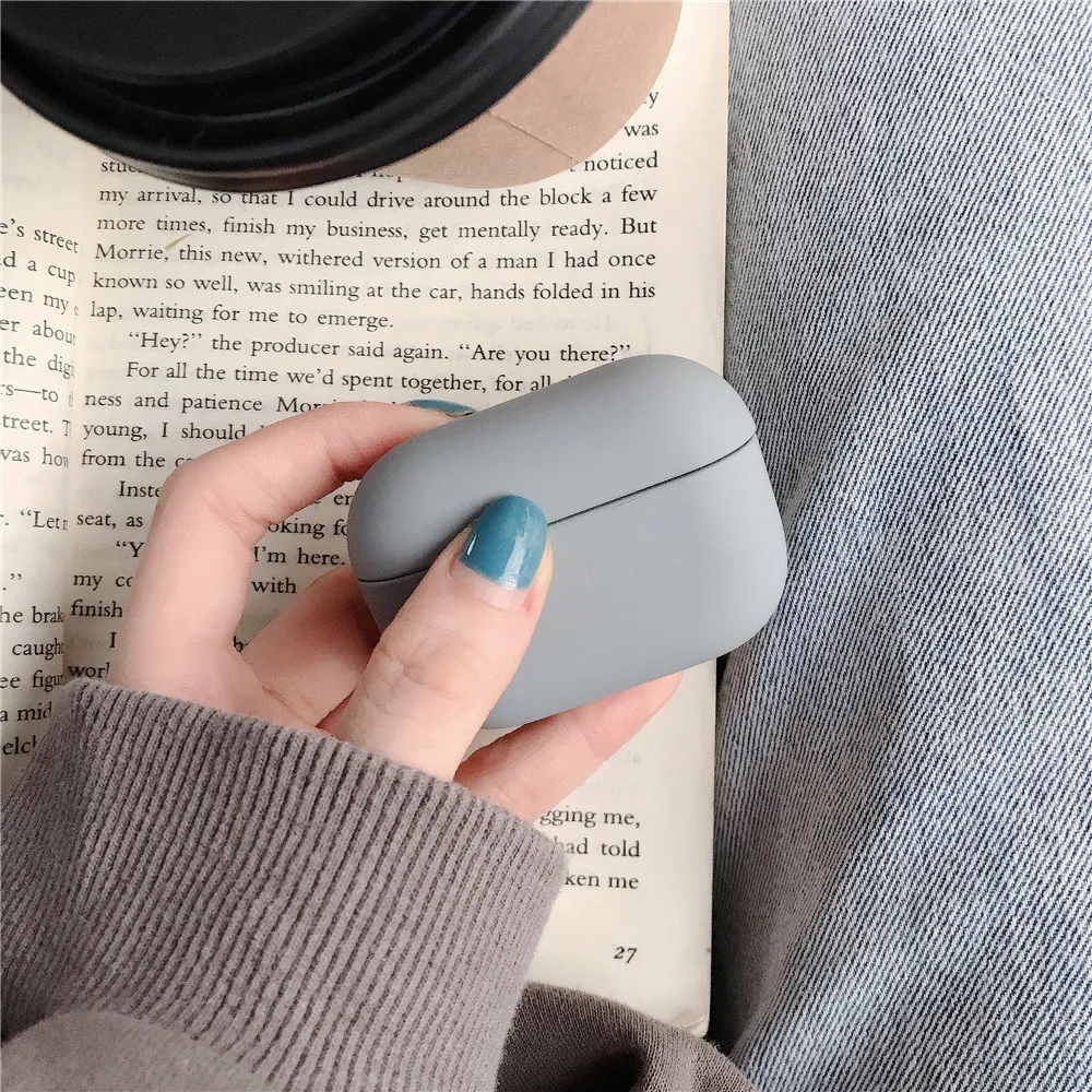 Gray Коробка для наушников для Apple Airpods Pro, простой беспроводной Чехол для наушников с Bluetooth для Air Pods 3, модные однотонные коробки для наушников - Цвет: Gray
