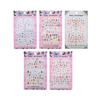 

5 Sheets Self-adhesive Cartoon Christmas Nail Sticker Nail Decorations Nail Art Decal Manicure Decals for Female Lady Woman