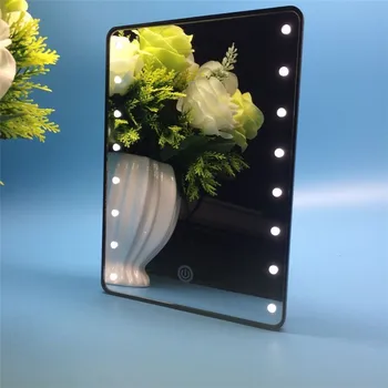 

Makeup Mirror with 16 LEDs Cosmetic Mirror with Touch Dimmer Switch Battery Operated Stand for Tabletop Bathroom Travel зеркало