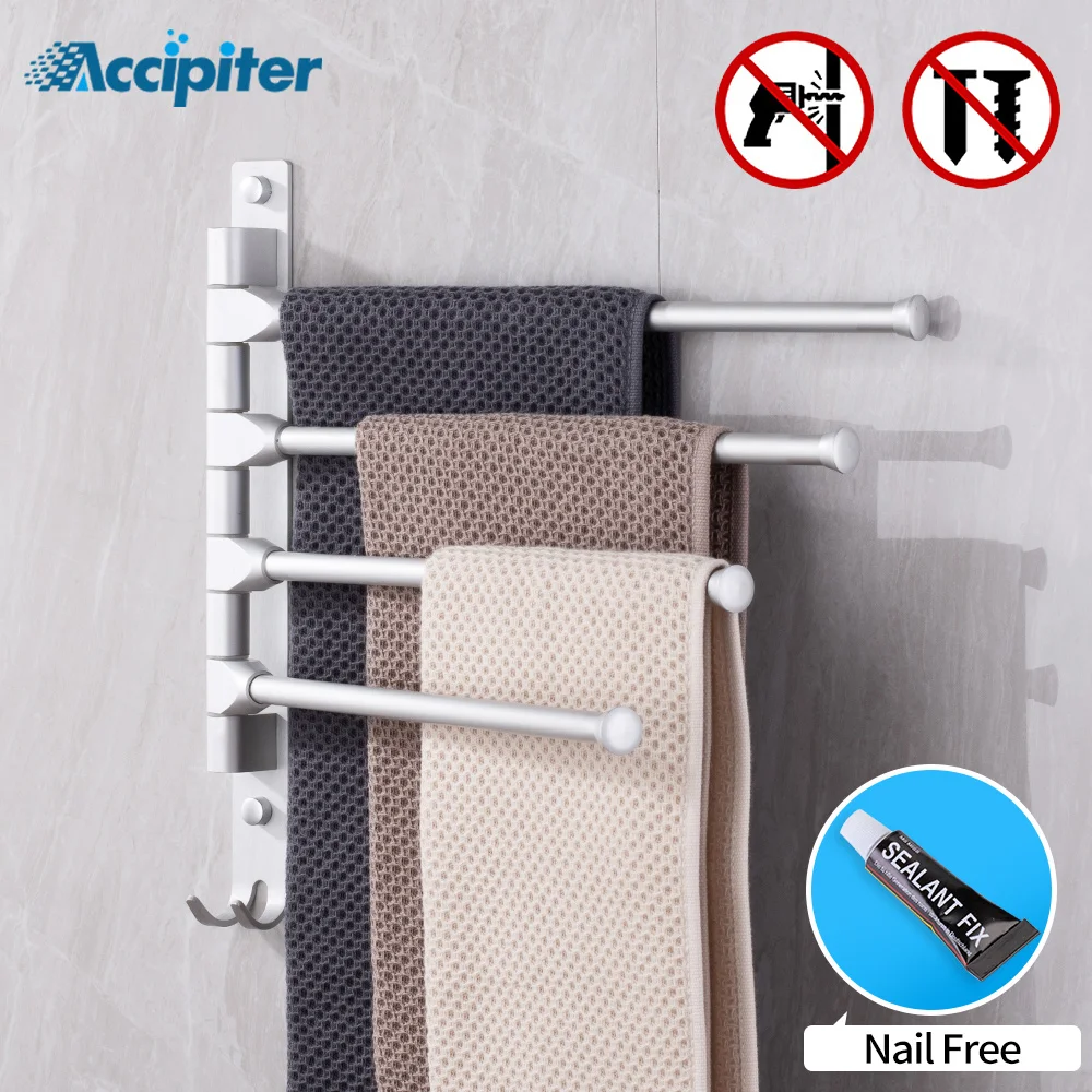 Skup Bez paznokci 30CM wieszak na ręczniki Multi Arms ręcznik wiszący z hakami ręcznik łazienkowy stojak ruchome wieszaki na ręczniki produkty łazienkowe