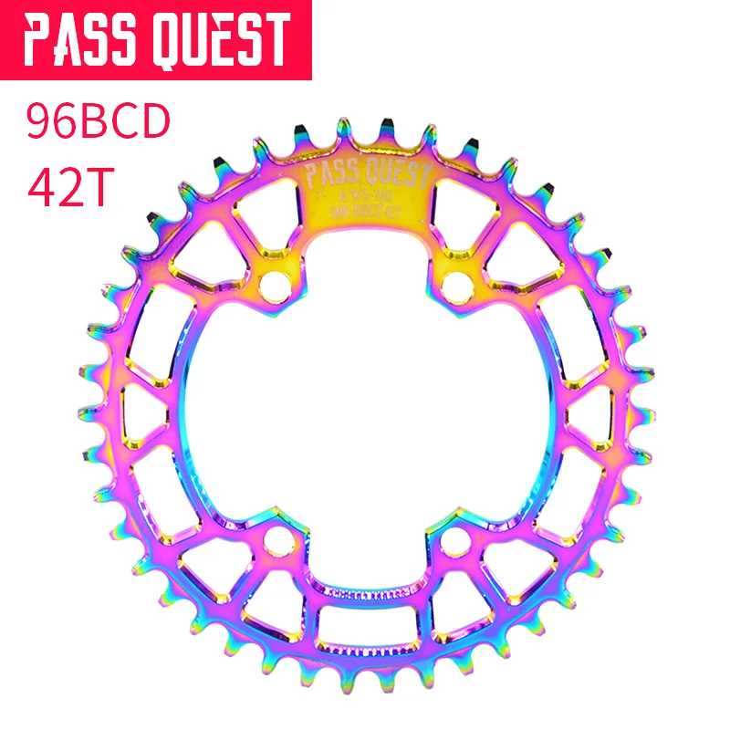 42T Pass Quest горный велосипед звездочка цепной передачи 96BCD MTB велосипед диаметра окружности болтов(Титан покрытие передняя Звездочка для M6000/7000/8000/9000; большие размеры 34-48T - Цвет: 42T