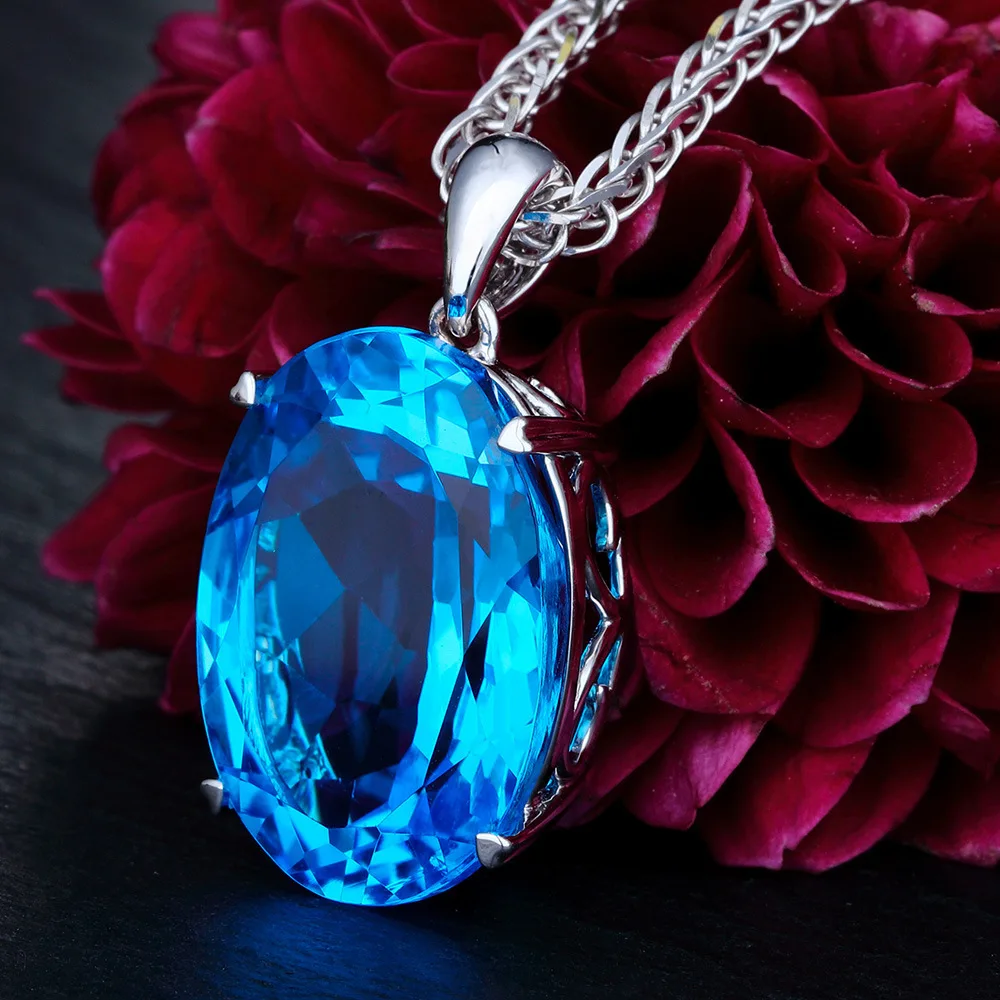 Rhine Topaz кулон сапфир ожерелье Сапфир кулон с 45 см цепь