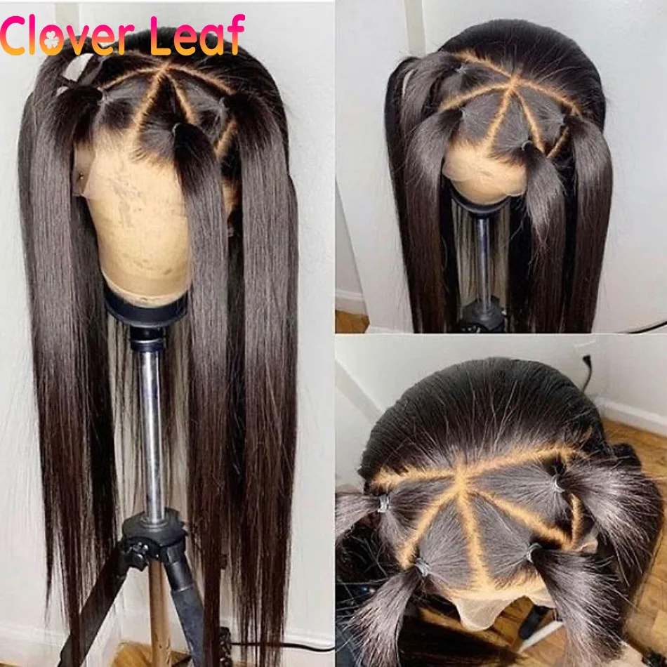 Clover Leaf 360 Lace Wig Straight Human Hair Wigs 150% Remy Malaysian Front PrePlucked With Baby | Шиньоны и парики