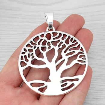 

3 x Large Round Tree Charms Pendants Hollow Open for Necklaces Jewelry Making Findings 57x57mm