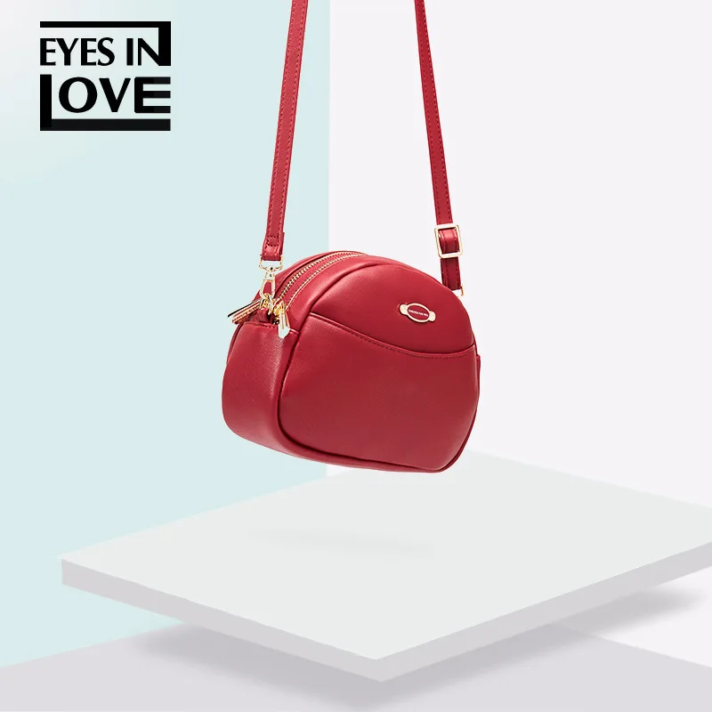 

2019 New Style Small round Bag Long Shoulder Bag Large Capacity Phone Wallet Double Zipper Crossbody Bag