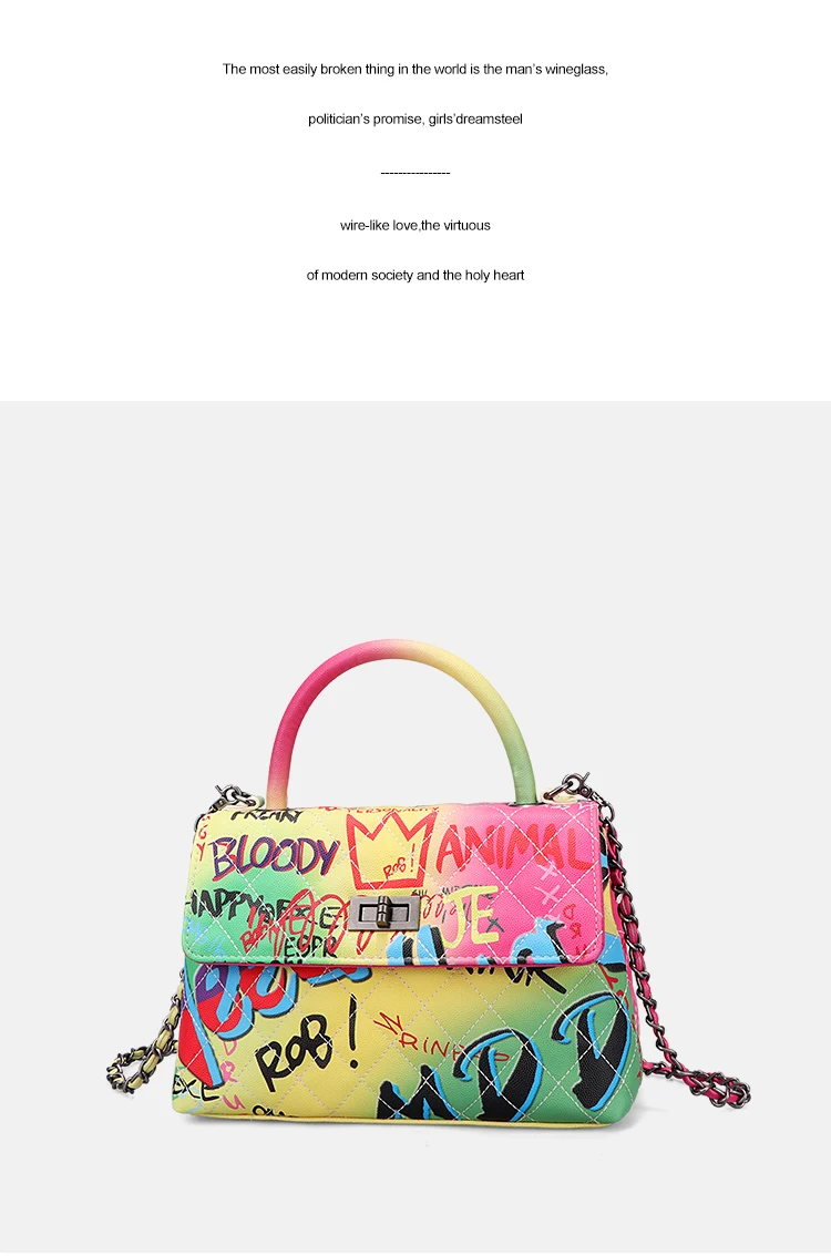 Женские сумки граффити Икра Новые известные бренды сумки роскошные сумки радужные женские дизайнерские женские сумки Дамская сумка на плечо