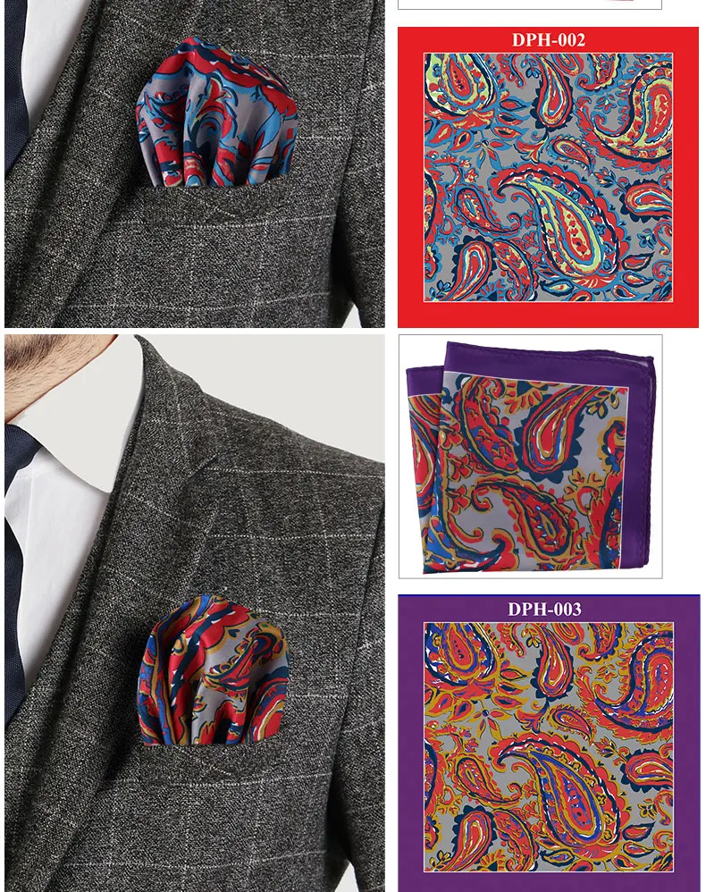 Tailor Smith New 30x30cm Pocket Square Paisley Pocket Square Fashion Men Handkerchief Floral Strip Handkerchief Pocket Men