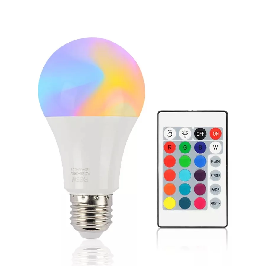 

110V 220V E27 16-color RGB LED bulb 10W RGB color-changing variable infrared colorful RGBW LED with infrared remote control