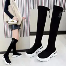 Ботинки женская обувь женские сапоги выше колена Модные осенние ботинки на платформе г. Новые модные повседневные ботинки со стразами X172