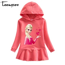 Свитер с капюшоном для подростков; платья; детская одежда; Vestidos; нарядное платье для девочек; осенняя одежда для маленьких девочек; костюм принцессы Эльзы