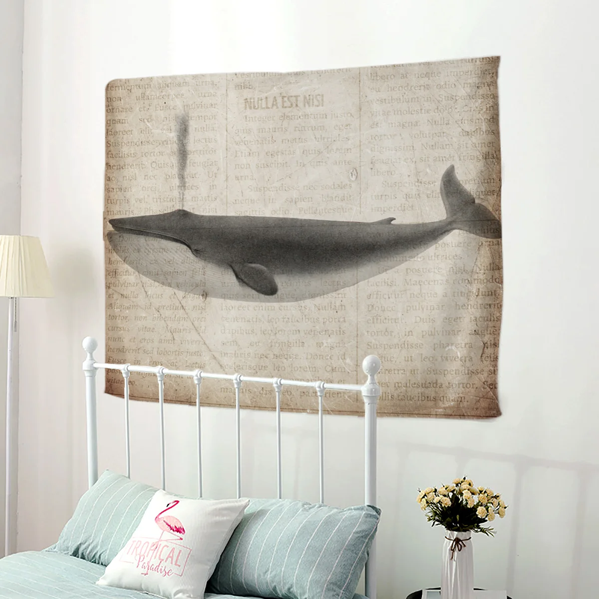 Tropical Whale Wall Hanging Tapestries Wall Decor Wall Art Coverlet Curtain Scarf Throw Sheet Personalized Anti-Allergy Anti