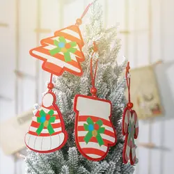 Нетканый напечатанный Рождественский орнамент с красной струной Рождественская игрушка кулон домашние украшения