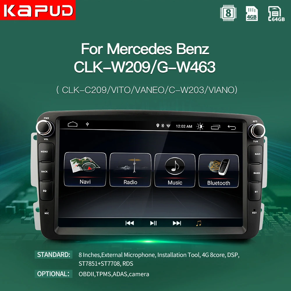 Kapud Android 10 Radio Stereo Car Multimedia Player For Mercedes Benz W209 8