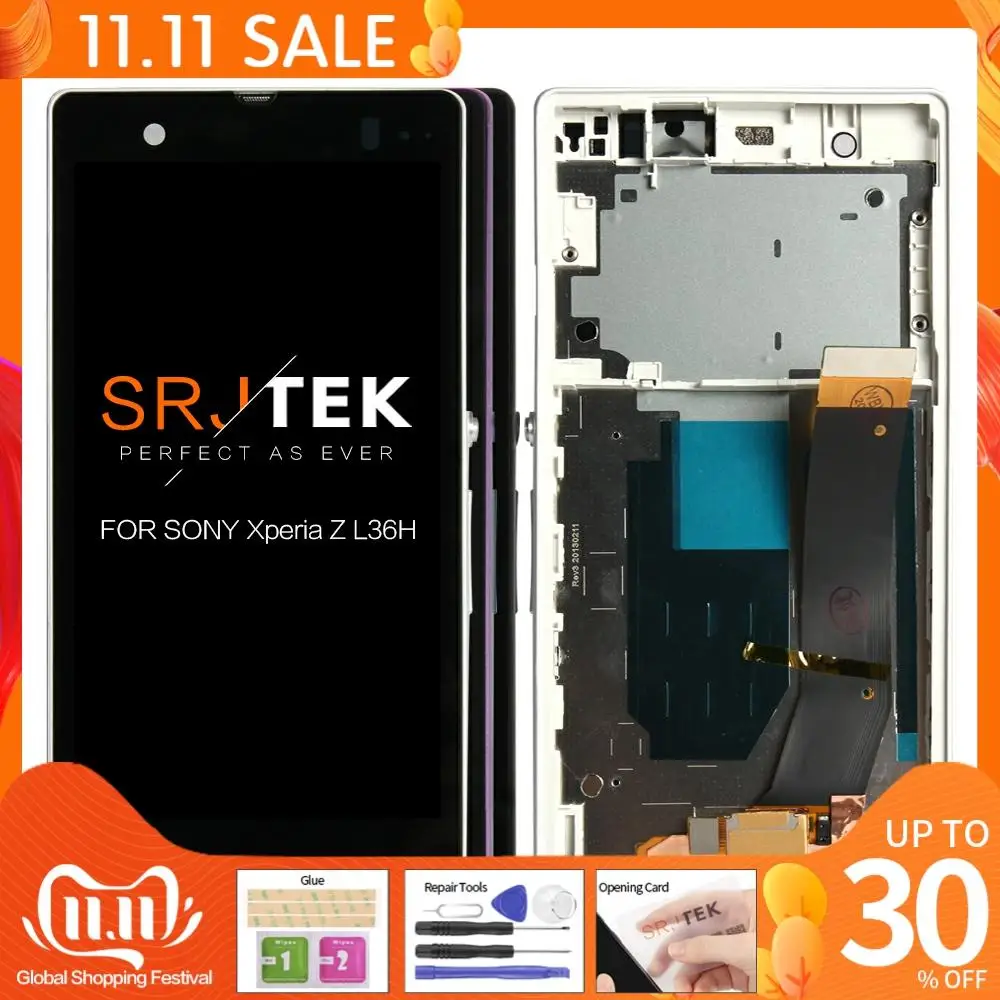 Оригинальный дисплей для SONY Xperia Z ЖК сенсорный экран дигитайзер с рамкой LCD L36H C6603
