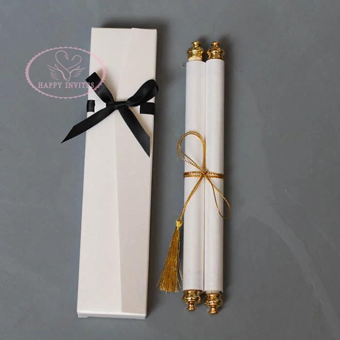 HI2051-08 Customized Royal Scroll Wedding Invitation with Box