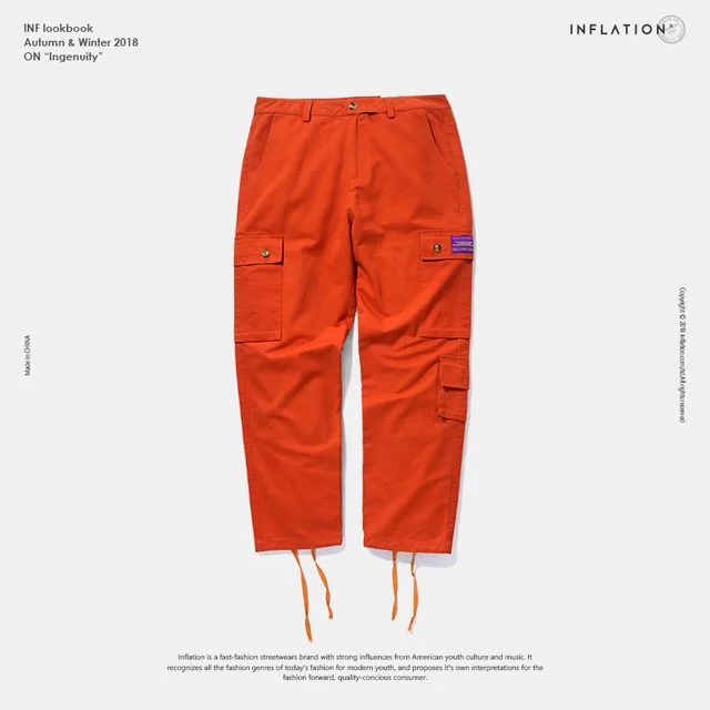 Новинка, брюки карго в стиле хип-хоп с карманами, мешковатые штаны-шаровары для бега, повседневные штаны для мужчин, повседневные уличные брюки, 8864W - Цвет: orange