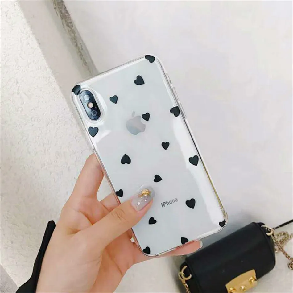 Lovebay Love Heart для iPhone 6, 6 s, 7, 8 Plus, X, XR, XS Max, 11 Pro, Max, 5, 5S, SE, чехол для телефона с волнистыми точками, прозрачный мягкий ТПУ для iPhone X