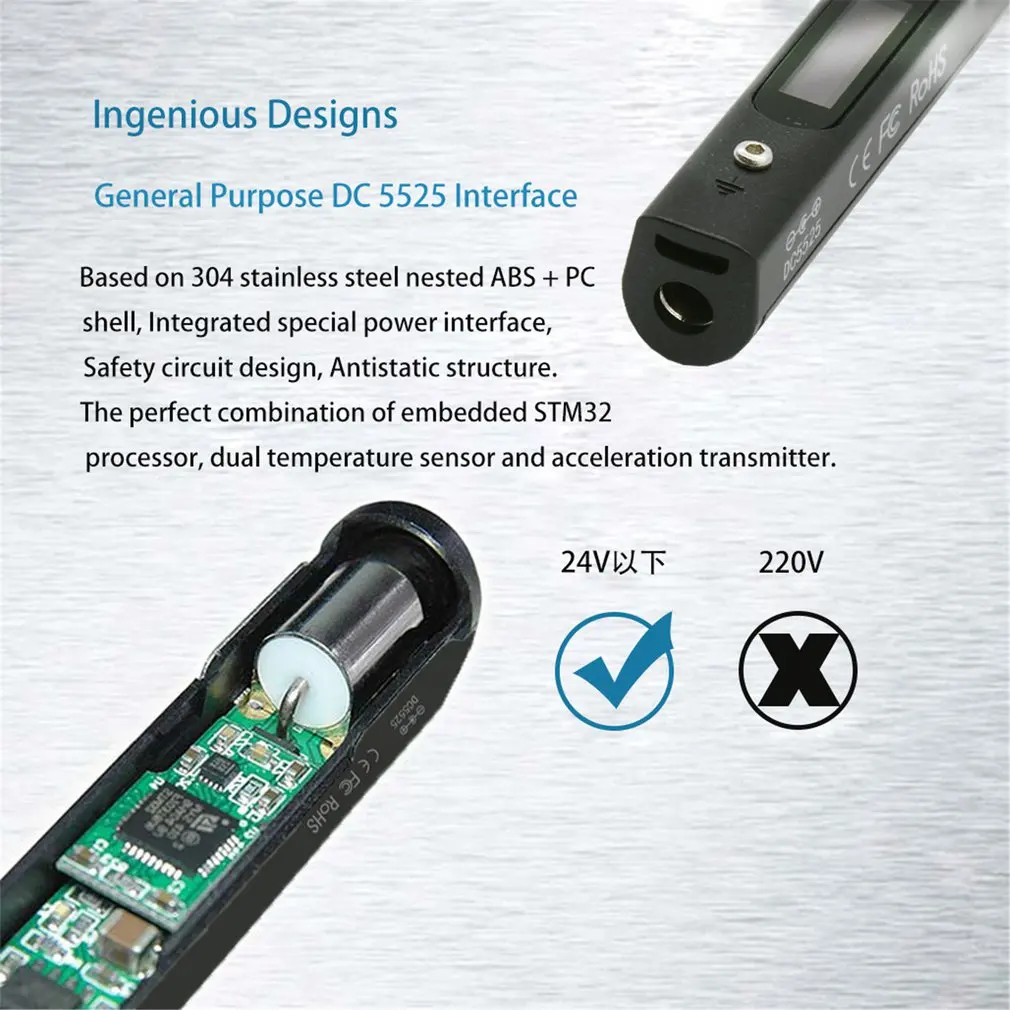 HGLTECH SQ-001 Мини Портативный цифровой дисплей Электрический паяльник Комплект 65 Вт Регулируемая температура с паяльным наконечником