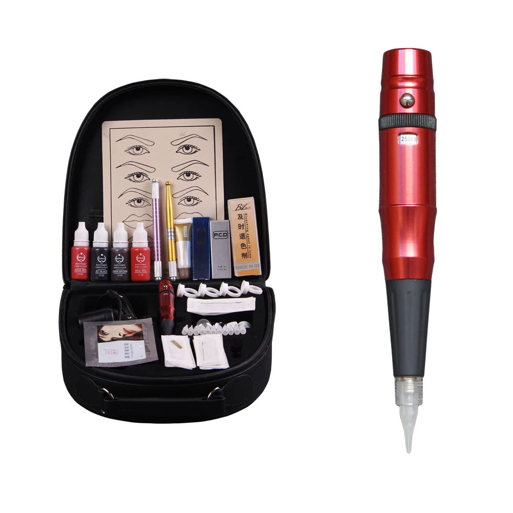 

Permanent Makeup Microblading Machine Ink Cream Pen Kit for Eyebrow Lips Body Art Tattoo Gun with Carrying Bag