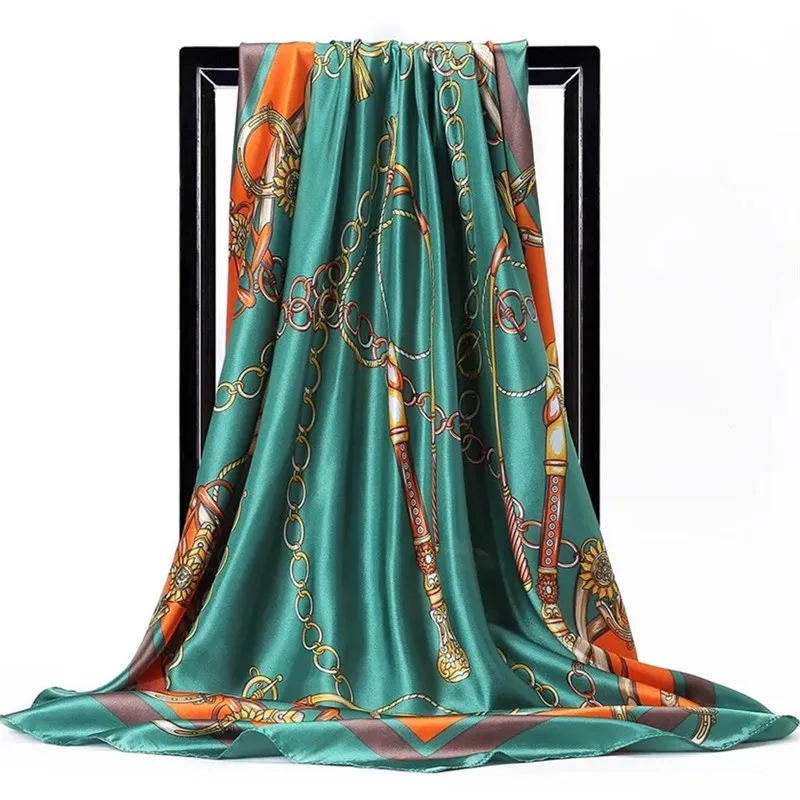 Модный квадратный шарф 90 см, женские шифоновые шелковые шарфы, офисный женский платок, шаль, шарф, бандана, хиджаб, женская накидка - Цвет: 69