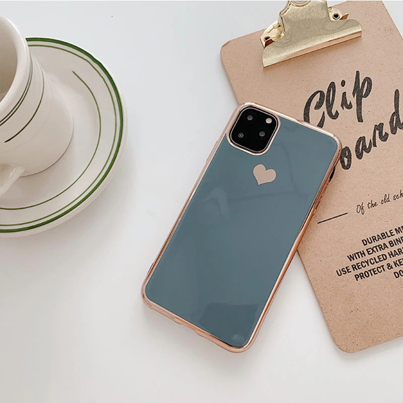 T2 Гальванический чехол для телефона с сердечком для iPhone 11 11Pro Max XR XS X XS Max 7 8 6 6S Plus противоударный защитный чехол - Цвет: T2