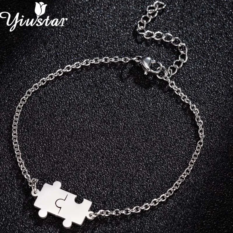 

Yiustar Double Puzzle Pendant Bracelet Bracelets for Women Stainless Steel Math puzzle Cuff Bangles Gift for Teacher Jewelry